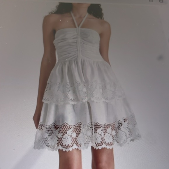 NWT STEVE MADDEN LACE TRIM LAYERED HALTER MINIDRESS - Picture 7 of 8